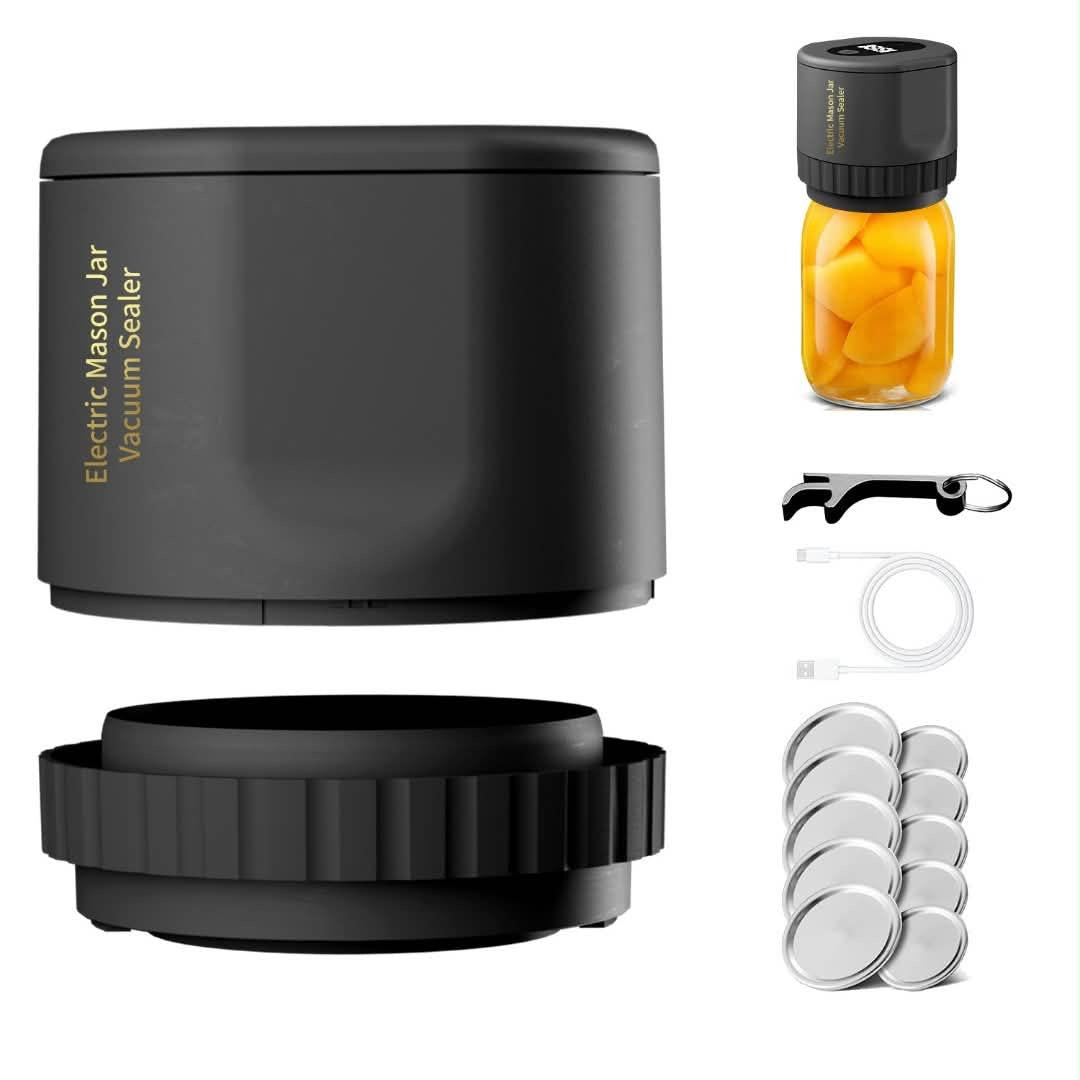 Cordless Electric Mason Jar Vacuum Sealer Kit – Regular & Wide Mouth