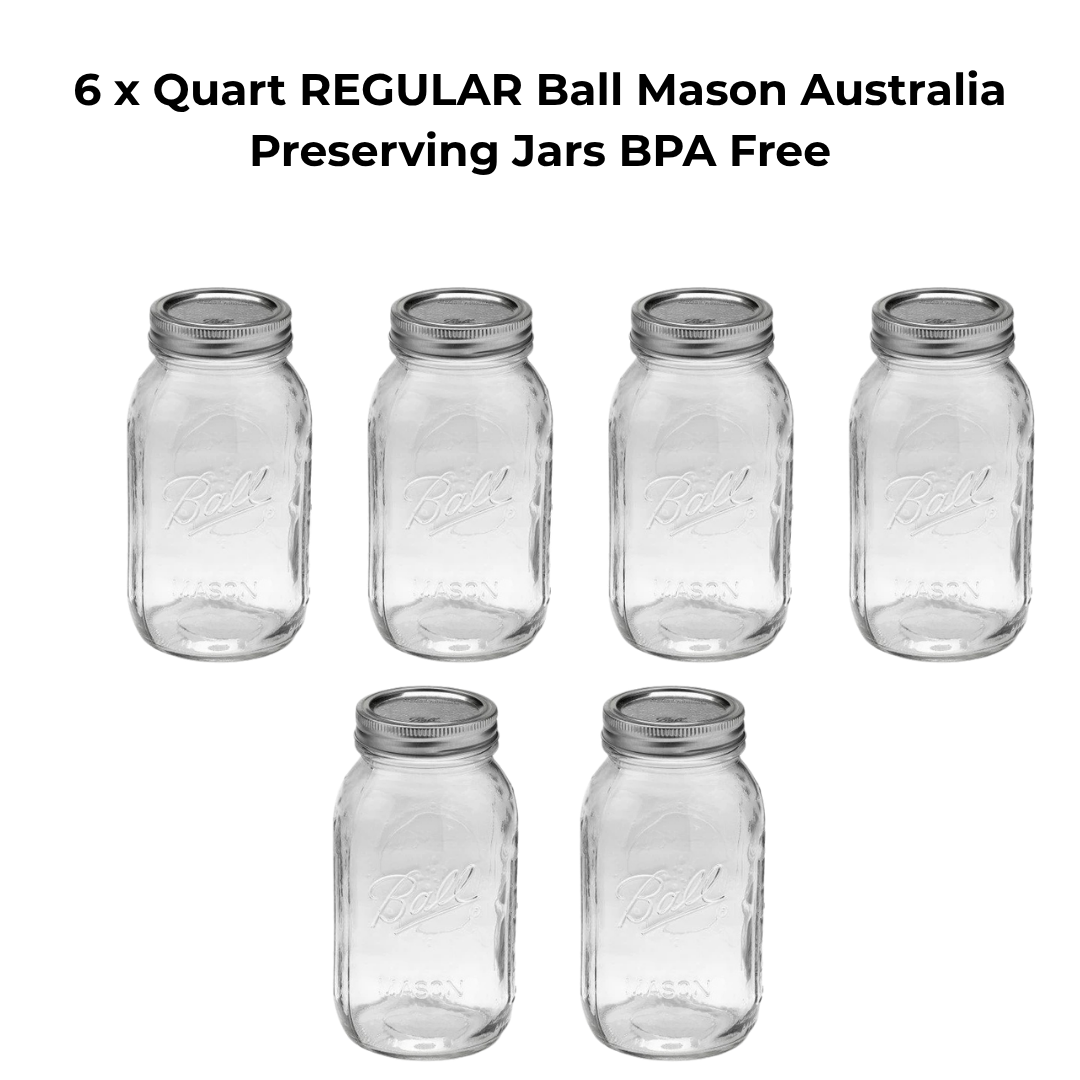 6 x Quart REGULAR Ball Mason Australia Preserving Jars BPA Free