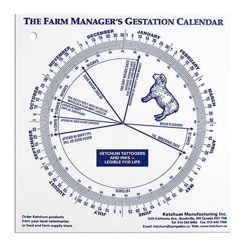 Gestation Calendar Sheep Ewes Lambing - OzFarmer