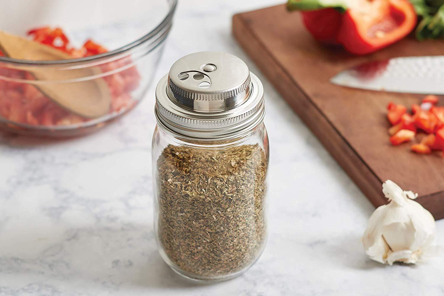 Metal Mason Jar Spice Lid Regular Mouth Stainless Steel