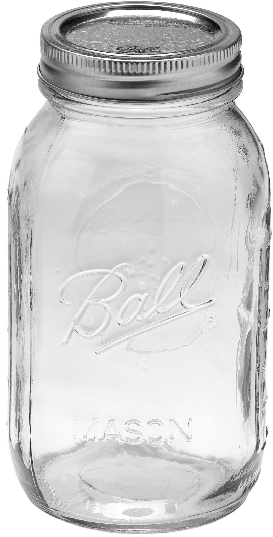 Quart REGULAR Mouth Glass Jar and BPA Free Lid Ball Mason - SINGLE - OzFarmer